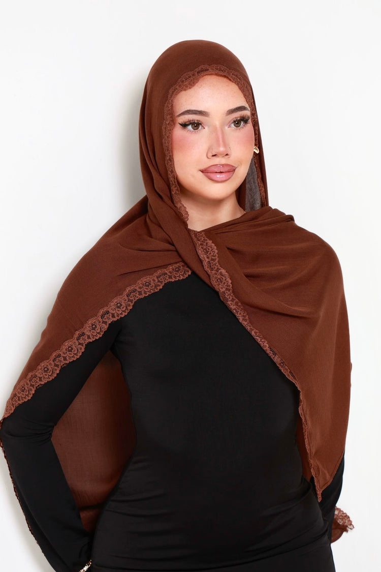 Brunette Double Lace Hijab