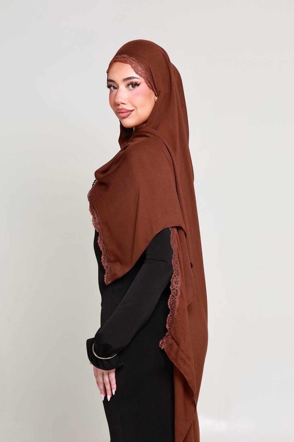 Brunette Double Lace Hijab