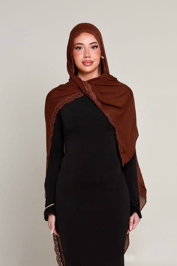 Brunette Double Lace Hijab