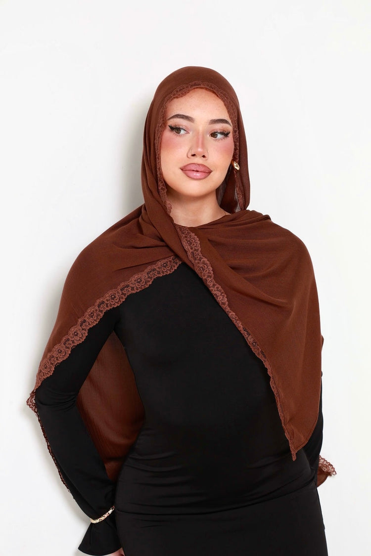 Brunette Double Lace Hijab