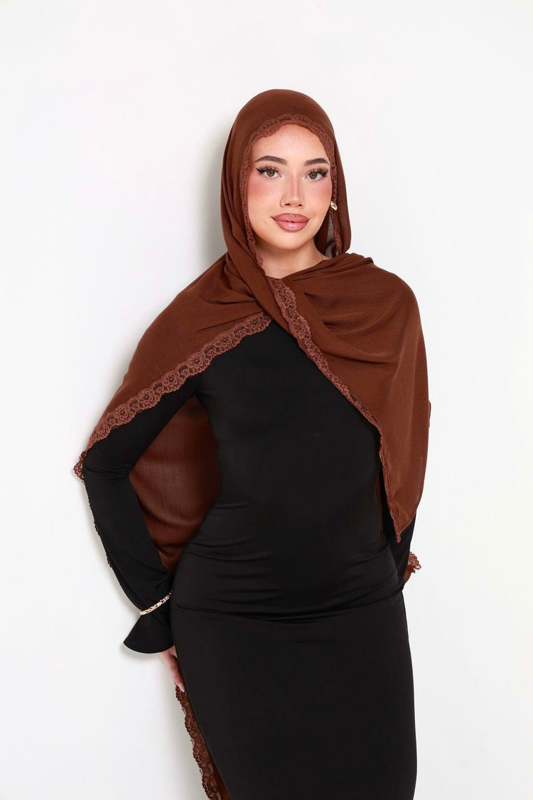 Brunette Double Lace Hijab