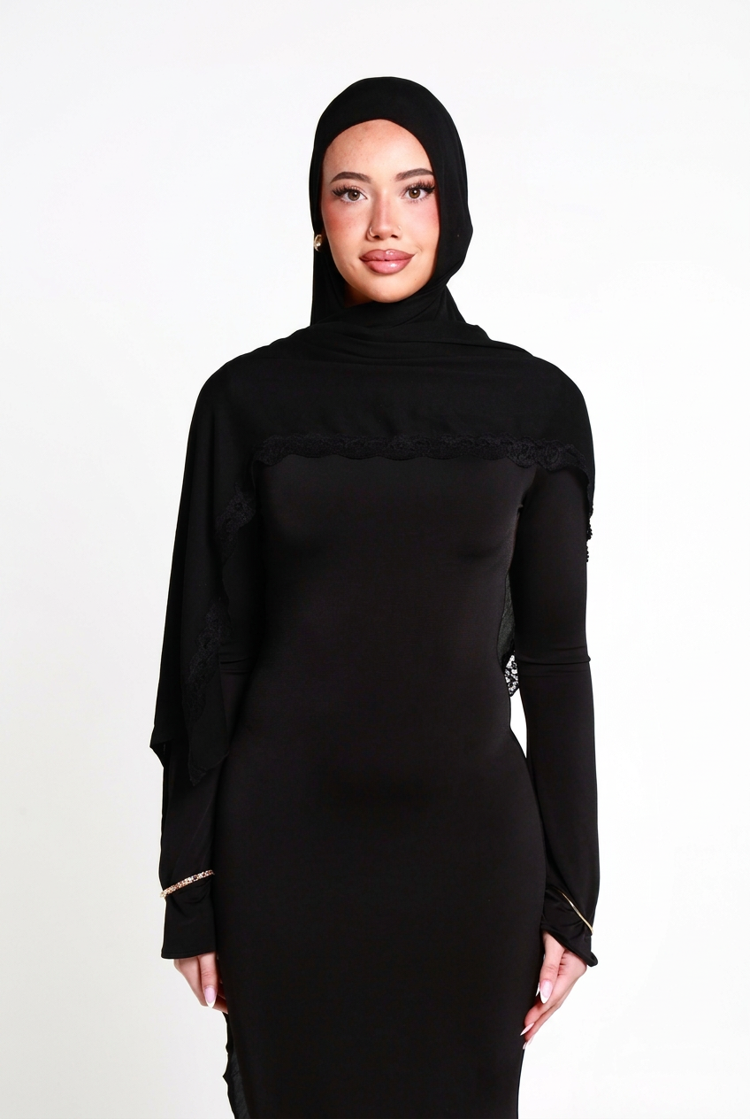 Odile Single Lace Hijab, front view on white background