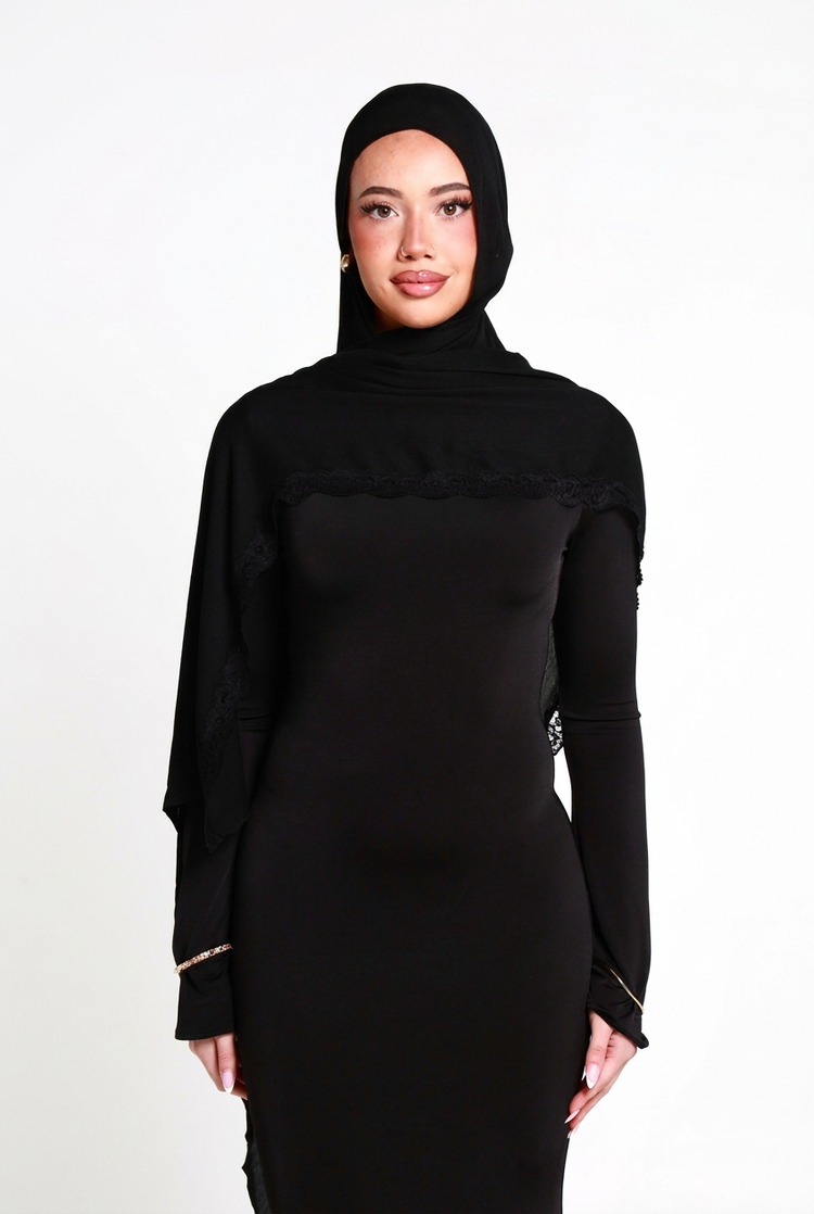 Odile Single Lace Hijab, front view on white background